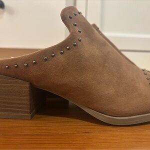 Studded Brown Suede Mules